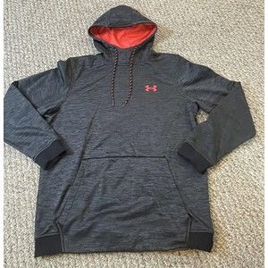 Under Armour Storm Hoodie Mens Medium Loose Fit Gray Red Logo